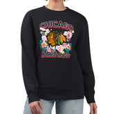 Chicago Blackhawks G-III 4Her by Carl Banks Women's Flower Logo Pullover Sweatshirt - Black Sweatshirts