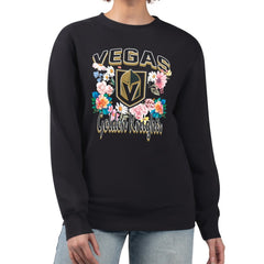 Vegas Golden Knights G-III 4Her by Carl Banks Women's Flower Logo Pullover Sweatshirt - Black Sweatshirts