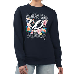 Tampa Bay Lightning G-III 4Her by Carl Banks Women's Flower Logo Pullover Sweatshirt - Navy Sweatshirts