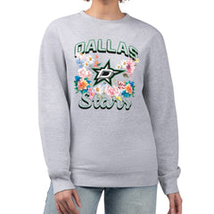 Dallas Stars G-III 4Her by Carl Banks Women's Flower Logo Pullover Sweatshirt - Heather Gray Sweatshirts