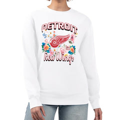 Detroit Red Wings G-III 4Her by Carl Banks Women's Flower Logo Pullover Sweatshirt - White Sweatshirts