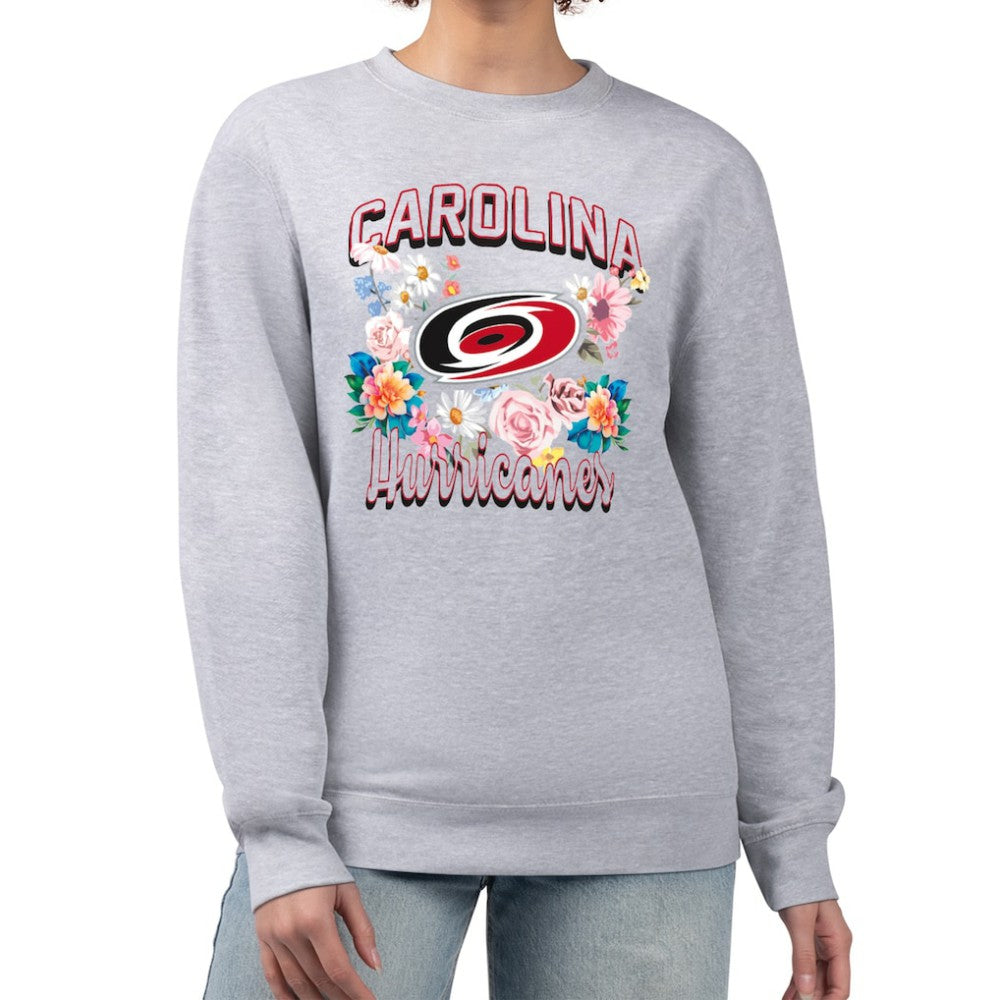 Carolina Hurricanes G-III 4Her by Carl Banks Women's Flower Logo Pullover Sweatshirt - Heather Gray Sweatshirts