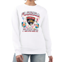 Florida Panthers G-III 4Her by Carl Banks Women's Flower Logo Pullover Sweatshirt - White Sweatshirts