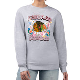 Chicago Blackhawks G-III 4Her by Carl Banks Women's Flower Logo Pullover Sweatshirt - Heather Gray Sweatshirts