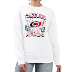 Carolina Hurricanes G-III 4Her by Carl Banks Women's Flower Logo Pullover Sweatshirt - White Sweatshirts
