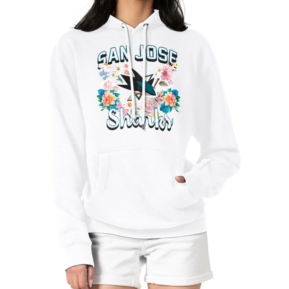 San Jose Sharks G-III 4Her by Carl Banks Women's Flower Logo Pullover Hoodie - White Hoodies