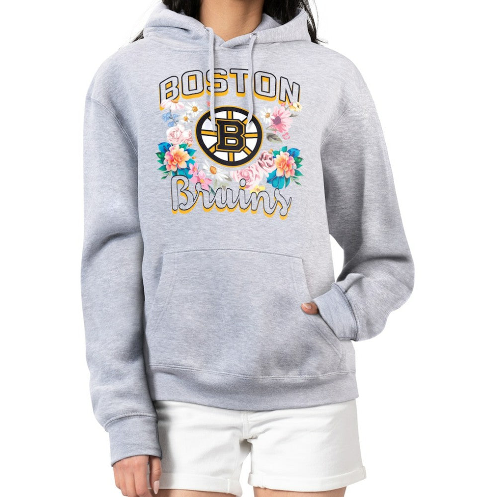 Boston Bruins G-III 4Her by Carl Banks Women's Flower Logo Pullover Hoodie - Heather Gray Hoodies