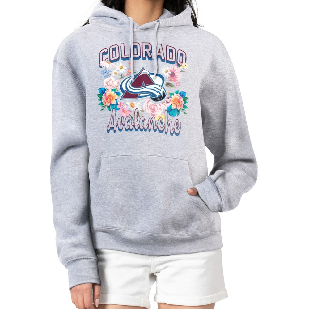 Colorado Avalanche G-III 4Her by Carl Banks Women's Flower Logo Pullover Hoodie - Heather Gray Hoodies