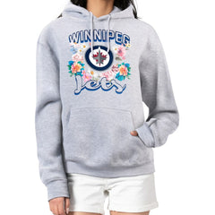 Winnipeg Jets G-III 4Her by Carl Banks Women's Flower Logo Pullover Hoodie - Heather Gray Hoodies