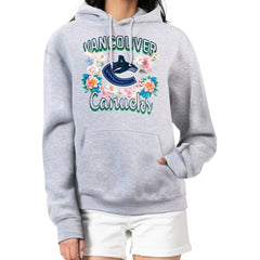 Vancouver Canucks G-III 4Her by Carl Banks Women's Flower Logo Pullover Hoodie - Heather Gray Hoodies