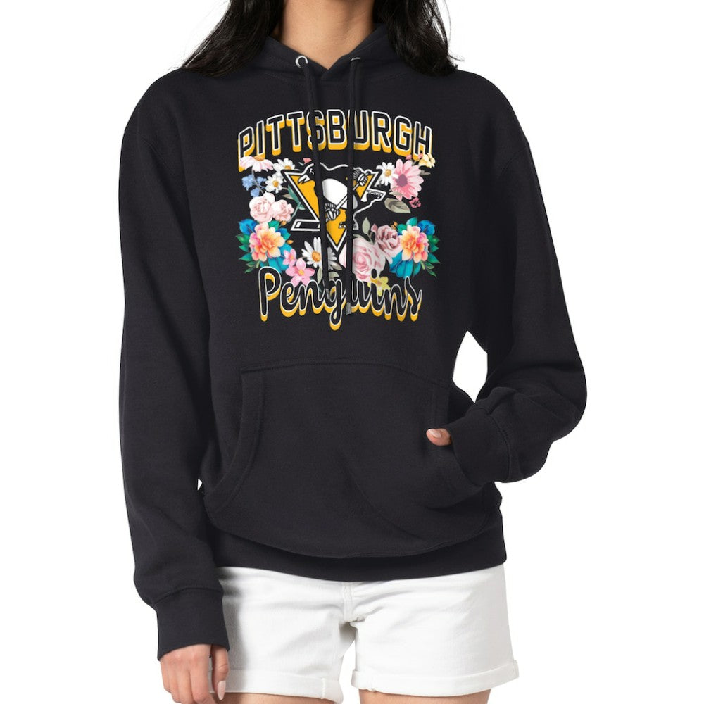 Pittsburgh Penguins G-III 4Her by Carl Banks Women's Flower Logo Pullover Hoodie - Black Hoodies
