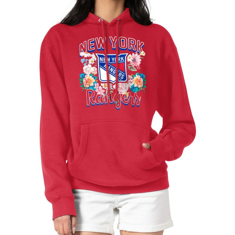New York Rangers G-III 4Her by Carl Banks Women's Flower Logo Pullover Hoodie - Red Hoodies
