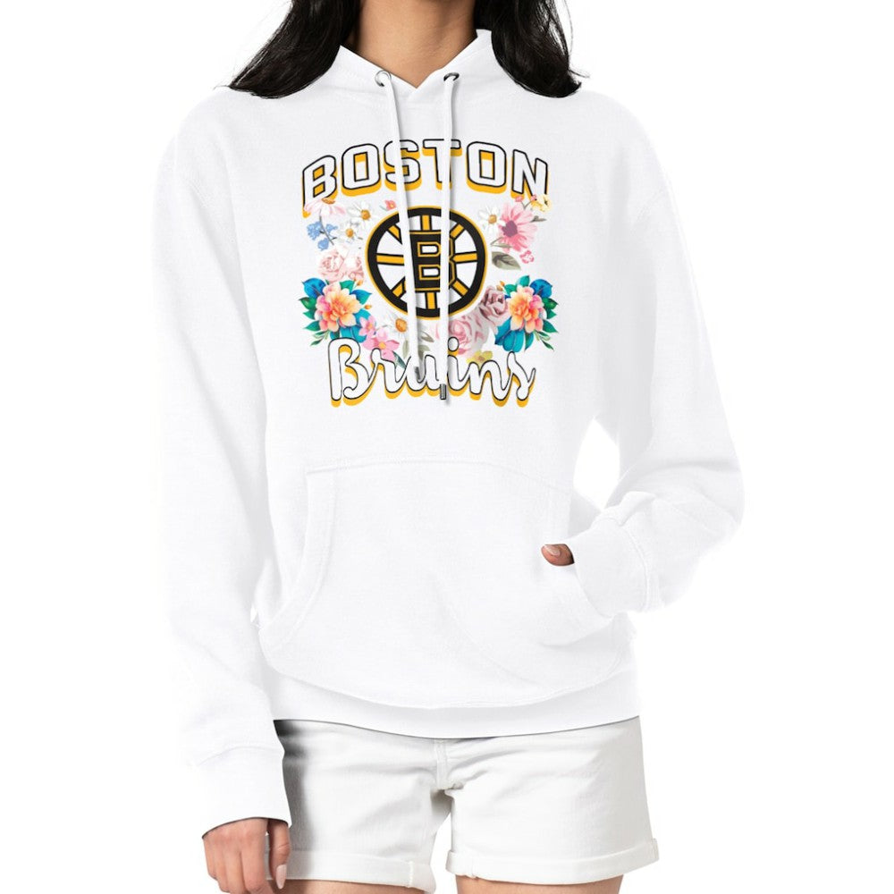 Boston Bruins G-III 4Her by Carl Banks Women's Flower Logo Pullover Hoodie - White Hoodies