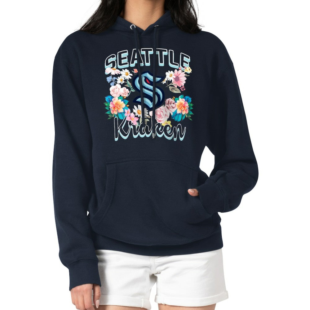 Seattle Kraken G-III 4Her by Carl Banks Women's Flower Logo Pullover Hoodie - Deep Sea Blue Hoodies