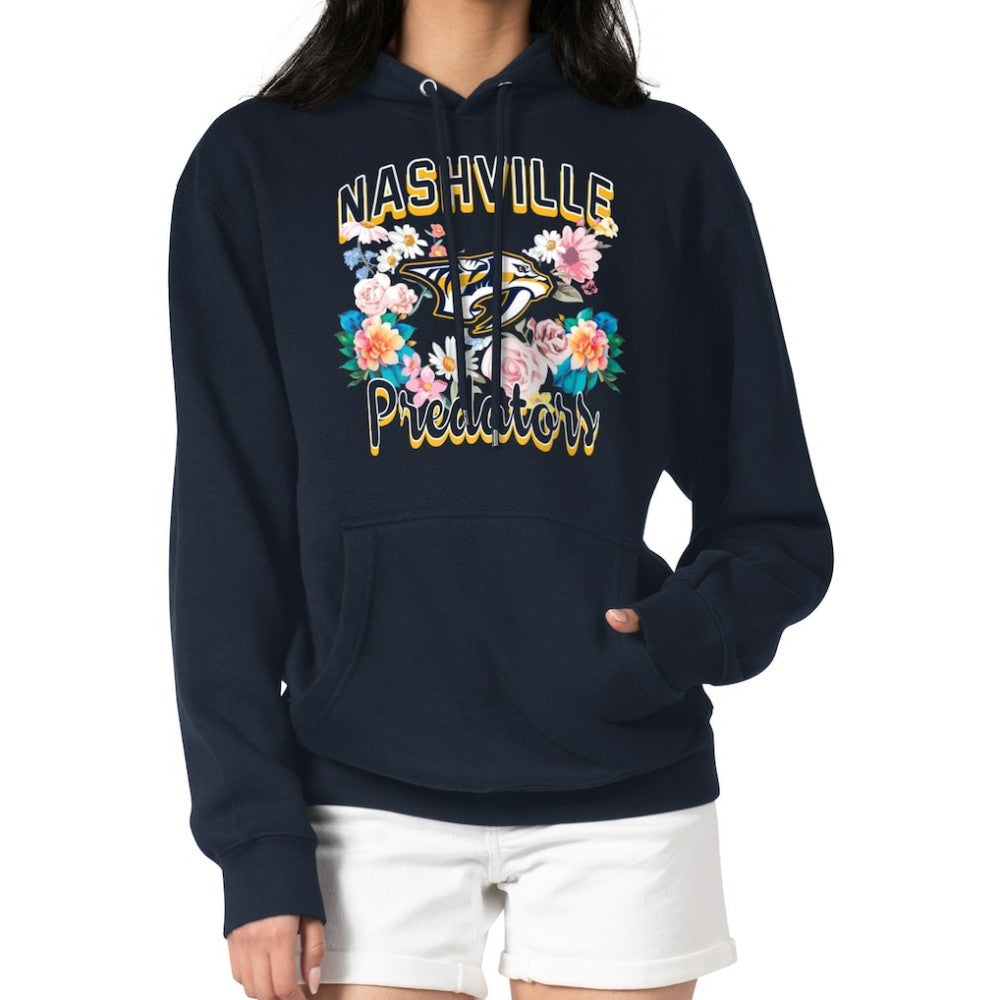 Nashville Predators G-III 4Her by Carl Banks Women's Flower Logo Pullover Hoodie - Navy Hoodies