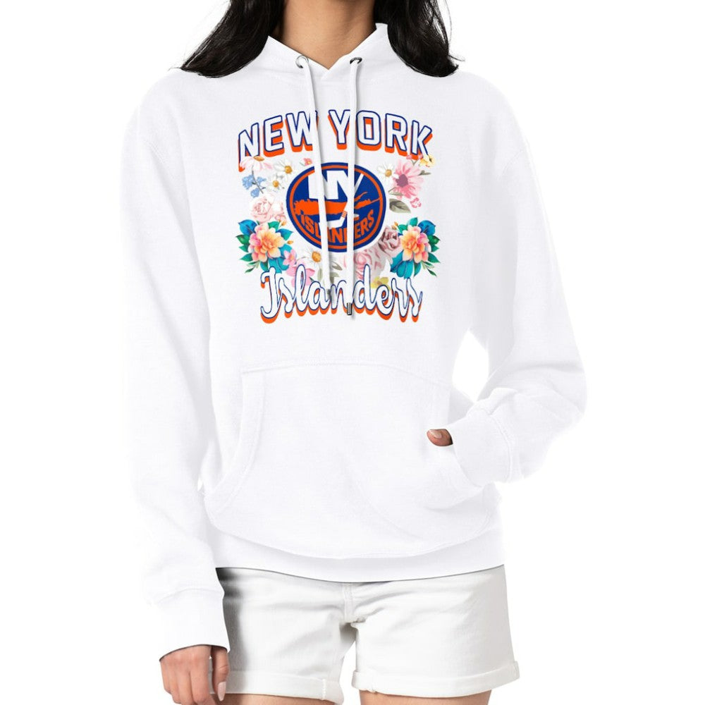 New York Islanders G-III 4Her by Carl Banks Women's Flower Logo Pullover Hoodie - White Hoodies