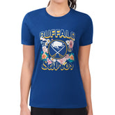 Buffalo Sabres G-III 4Her by Carl Banks Women's Super-Slim Fit Lightweight Flower Logo T-Shirt - Royal T-shirts