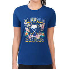 Buffalo Sabres G-III 4Her by Carl Banks Women's Super-Slim Fit Lightweight Flower Logo T-Shirt - Royal T-shirts