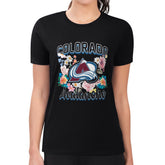 Colorado Avalanche G-III 4Her by Carl Banks Women's Super-Slim Fit Lightweight Flower Logo T-Shirt - Black T-shirts