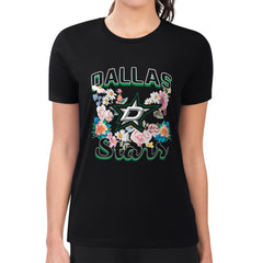 Dallas Stars G-III 4Her by Carl Banks Women's Super-Slim Fit Lightweight Flower Logo T-Shirt - Black T-shirts