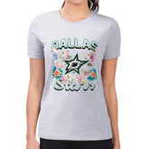 Dallas Stars G-III 4Her by Carl Banks Women's Super-Slim Fit Lightweight Flower Logo T-Shirt - Heather Gray T-shirts