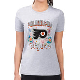 Philadelphia Flyers G-III 4Her by Carl Banks Women's Super-Slim Fit Lightweight Flower Logo T-Shirt - Heather Gray T-shirts