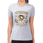 Pittsburgh Penguins G-III 4Her by Carl Banks Women's Super-Slim Fit Lightweight Flower Logo T-Shirt - Heather Gray T-shirts