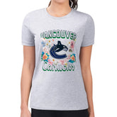 Vancouver Canucks G-III 4Her by Carl Banks Women's Super-Slim Fit Lightweight Flower Logo T-Shirt - Heather Gray T-shirts