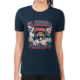 Florida Panthers G-III 4Her by Carl Banks Women's Super-Slim Fit Lightweight Flower Logo T-Shirt - Navy T-shirts
