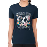 Tampa Bay Lightning G-III 4Her by Carl Banks Women's Super-Slim Fit Lightweight Flower Logo T-Shirt - Navy T-shirts