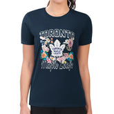 Toronto Maple Leafs G-III 4Her by Carl Banks Women's Super-Slim Fit Lightweight Flower Logo T-Shirt - Navy T-shirts