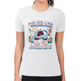 Colorado Avalanche G-III 4Her by Carl Banks Women's Super-Slim Fit Lightweight Flower Logo T-Shirt - White T-shirts