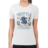 Seattle Kraken G-III 4Her by Carl Banks Women's Super-Slim Fit Lightweight Flower Logo T-Shirt - White T-shirts