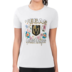 Vegas Golden Knights G-III 4Her by Carl Banks Women's Super-Slim Fit Lightweight Flower Logo T-Shirt - White T-shirts