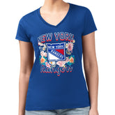 New York Rangers G-III 4Her by Carl Banks Women's Super-Slim Fit Lightweight Flower Logo V-Neck T-Shirt - Blue T-shirts