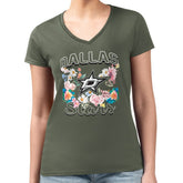 Dallas Stars G-III 4Her by Carl Banks Women's Super-Slim Fit Lightweight Flower Logo V-Neck T-Shirt - Green T-shirts