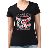 Carolina Hurricanes G-III 4Her by Carl Banks Women's Super-Slim Fit Lightweight Flower Logo V-Neck T-Shirt - Black T-shirts