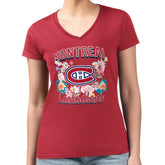 Montreal Canadiens G-III 4Her by Carl Banks Women's Super-Slim Fit Lightweight Flower Logo V-Neck T-Shirt - Red T-shirts