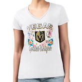 Vegas Golden Knights G-III 4Her by Carl Banks Women's Super-Slim Fit Lightweight Flower Logo V-Neck T-Shirt - White T-shirts