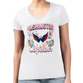 Washington Capitals G-III 4Her by Carl Banks Women's Super-Slim Fit Lightweight Flower Logo V-Neck T-Shirt - White T-shirts