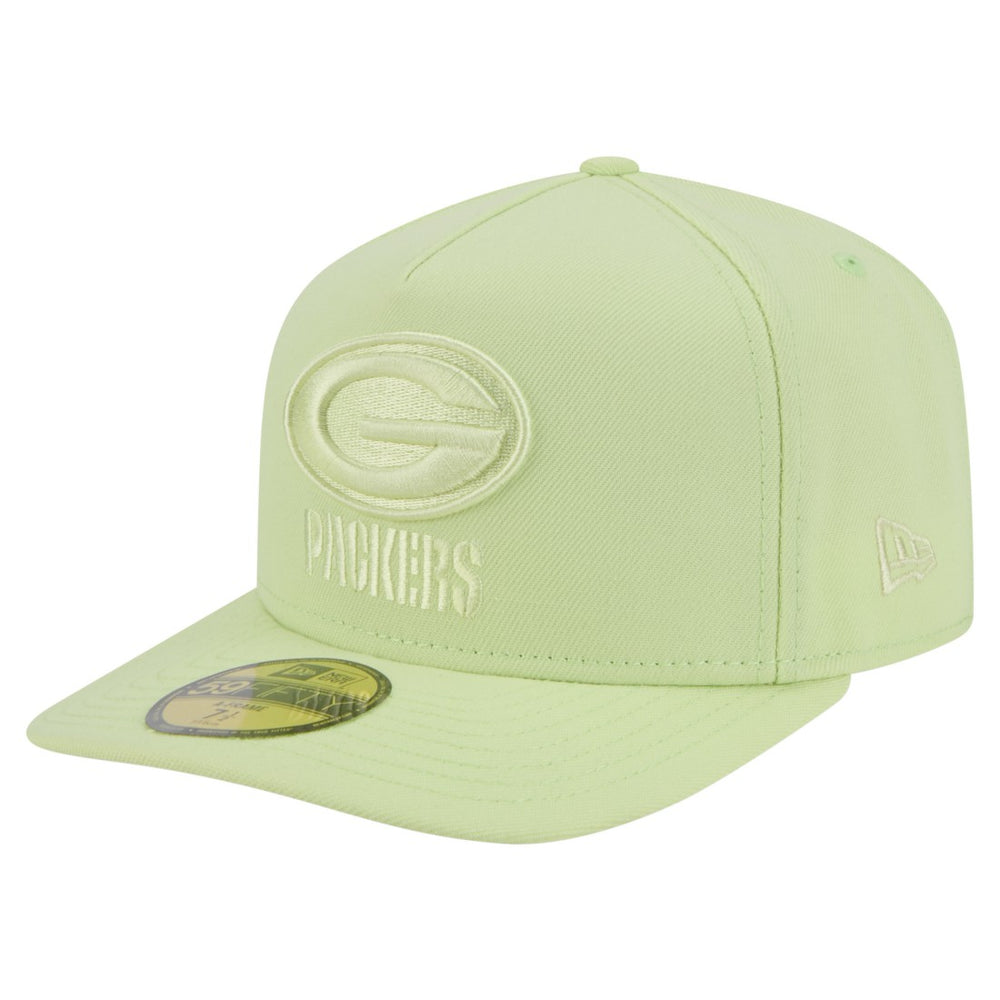 Green Bay Packers New Era Color Pack A-Frame 59FIFTY Fitted Hat - Light Green on sale