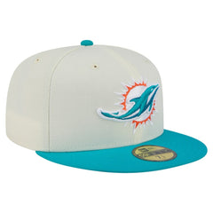 Miami Dolphins New Era Main 59FIFTY Fitted Hat - Cream/Aqua on sale