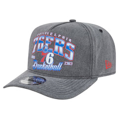 Philadelphia 76ers Throwback Washed Pre-Curved 9FIFTY Snapback Hat - Charcoal cheap