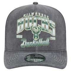 Milwaukee Bucks Throwback Washed Pre-Curved 9FIFTY Snapback Hat - Charcoal discount
