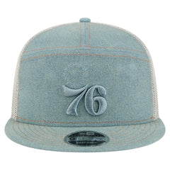 Philadelphia 76ers Adventure Denim Split Panel 9FIFTY Snapback Trucker Hat shop