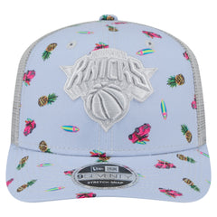 New York Knicks Adventure Aloha Pattern 9SEVENTY Stretch-Snap Hat - Light Blue/Gray shop