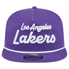 Los Angeles Lakers Team Text Golfer Snapback Hat - Purple sale