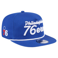 Philadelphia 76ers Team Text Golfer Snapback Hat - Royal online