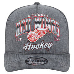 Detroit Red Wings New Era Throwback Washed A-Frame Pre-Curved 9FIFTY Snapback Hat - Charcoal Hats