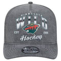 Minnesota Wild New Era Throwback Washed A-Frame Pre-Curved 9FIFTY Snapback Hat - Charcoal Hats